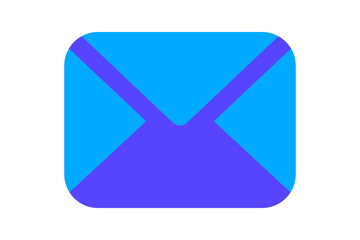 Mail Icon - Email envelope icon in blue and purple for electronic mail, inbox notifications, and digital communication in flat web and mobile design, isolated on transparent background.