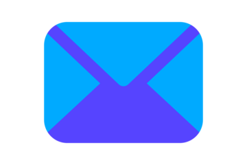Mail Icon - Email envelope icon in blue and purple for electronic mail, inbox notifications, and digital communication in flat web and mobile design, isolated on transparent background.