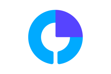 Analytics Icon - Pie chart and data analytics icon in blue and purple for business reporting, statistics, and growth monitoring in flat dashboard design, isolated on transparent background.