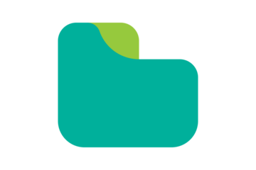 Files Icon - Modern Teal and Lime Green folder icon for digital storage, document management, data organization flat style for web and mobile app interface design, isolated on transparent background