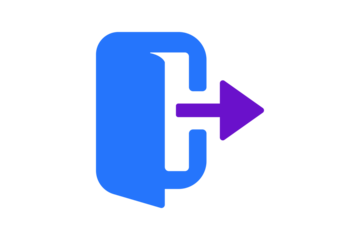 Exit/Logout Icon - Door and arrow logout icon in Cobalt Blue and Grape Purple for account sign-out, exit actions, and user session termination in flat UI design, isolated on transparent background.