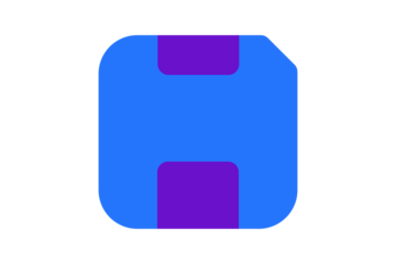 Save Icon - Diskette save icon in Cobalt Blue and Grape Purple for data storage, downloading, and file backup in a modern flat style for software interface design, isolated on transparent background.