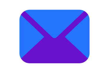 Mail Icon - Email envelope icon in Cobalt Blue and Grape Purple for electronic mail, inbox notifications, and digital communication in flat web and mobile design, isolated on transparent background.