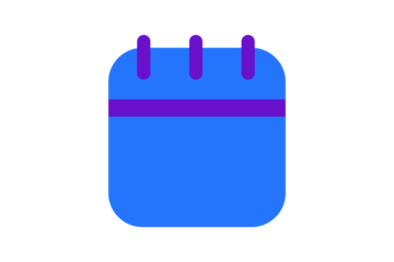 Calendar Icon - Date and schedule calendar icon in Cobalt Blue and Grape Purple for event planning, appointments, and time management in a flat interface design, isolated on transparent background.
