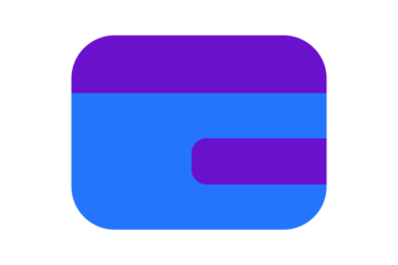 Wallet Icon - Digital finance wallet icon in Cobalt Blue and Grape Purple for payment processing, banking, and cryptocurrency storage flat style for fintech apps, isolated on transparent background.