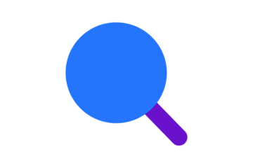 Search Icon - Stylish Cobalt Blue and Grape Purple magnifying glass icon for find, discovery, and zoom functions in modern web design and mobile application isolated on transparent background.