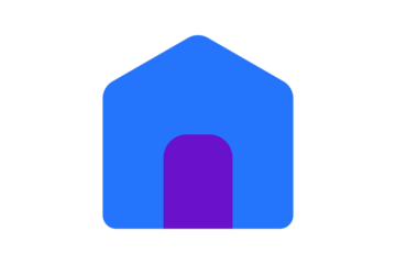 Home Icon - Minimalist Cobalt Blue and Grape Purple house icon for homepage navigation, residential real estate, and main menu landing pages in a clean flat design, isolated on transparent background.