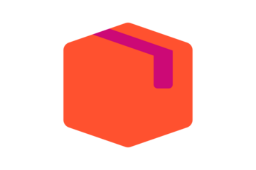 Dispatch Icon - Box and delivery dispatch icon in Orange and Magenta for logistics, shipping, and supply chain management in a modern flat design, isolated on transparent background.