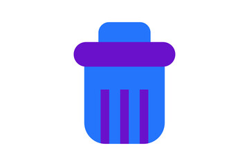 Trash Icon - Vibrant Cobalt Blue and Grape Purple recycle bin icon for deleting files, waste management, and clearing data isolated on transparent background.