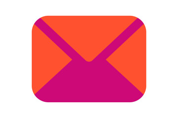 Mail Icon - Email envelope icon in Orange and Magenta for electronic mail, inbox notifications, and digital communication in flat web and mobile design, isolated on transparent background.