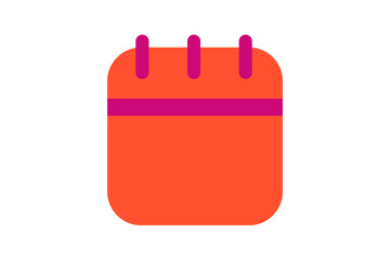 Calendar Icon - Date and schedule calendar icon in Orange and Magenta for event planning, appointments, and time management in a flat interface design, isolated on transparent background.
