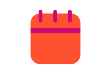 Calendar Icon - Date and schedule calendar icon in Orange and Magenta for event planning, appointments, and time management in a flat interface design, isolated on transparent background.