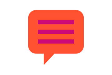 Messages Icon - Chat bubble icon in Orange and Magenta for communication, instant messaging, feedback, and social interaction in modern mobile app and website UI, isolated on transparent background.