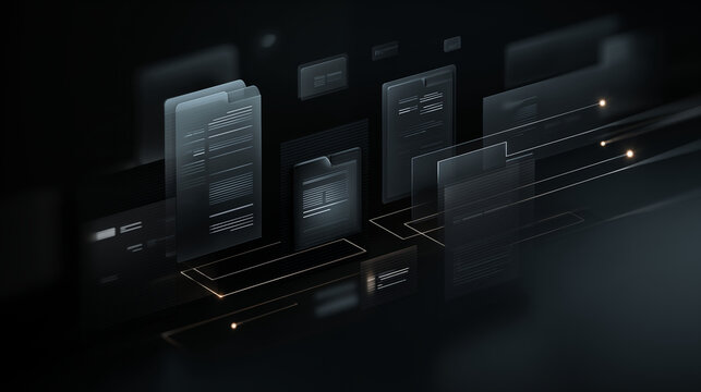 Futuristic IT and technology infrastructure with neon lights, digital data streams, and modern computer servers in a sleek, high-tech environment viewed from a low angle - Powered by Adobe