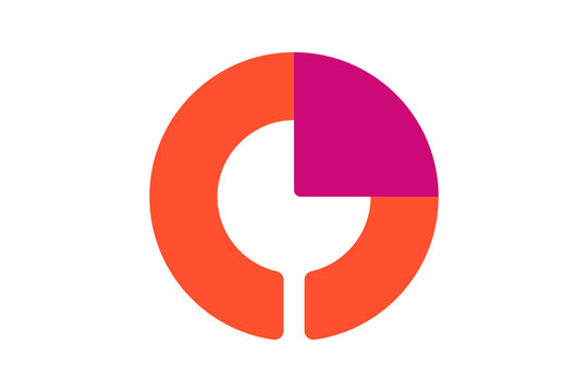 Analytics Icon - Pie chart and data analytics icon in Orange and Magenta for business reporting, statistics, and growth monitoring in flat dashboard design, isolated on transparent background. - Powered by Adobe