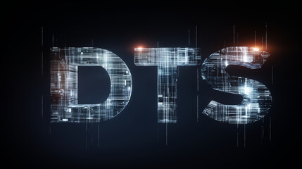 Advanced IT and technology infrastructure represented by DTS in a futuristic digital environment with glowing blue circuits and data streams