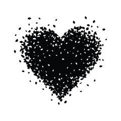 Valentine's Day silhouette vector illustration of a heart made of floating particles or dust for abstract love and emotional magic concepts