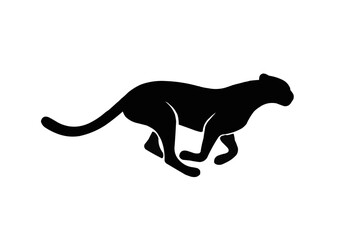 Isolated black vector illustration featuring the silhouette of a wild lion and a pet dog as mammal animal symbols of nature and wildlife