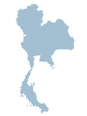 Fototapeta premium Thailand Blue Dotted Vector Map with Transparent Background for EV Supply Chain. Map of Thailand dotted style.