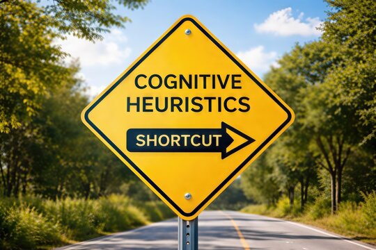 cognitive heuristics sign indicating a shortcut for decision making and problem solving emphasizing efficiency creativity and behavioral insights