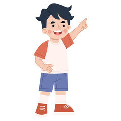 Illustration of a Boy Pointing Upwards