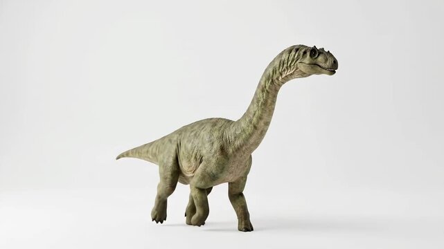 Majestic prehistoric long-necked dinosaur creature rendered in intricate detail, showcasing ancient reptilian power and extinct life on a clean background