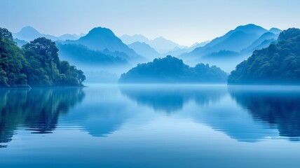 Fototapeta premium Landscape Peaceful Nature Mountains Lake Scenery
