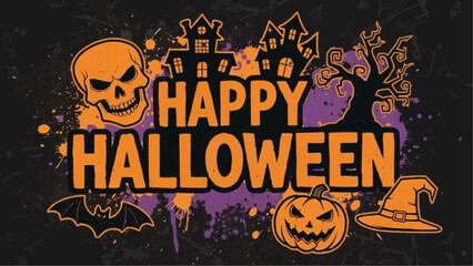 Spooky Halloween celebration with haunted house and jack-o-lantern