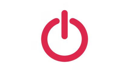 Red Power Button technology electronics isolated on a transparent background