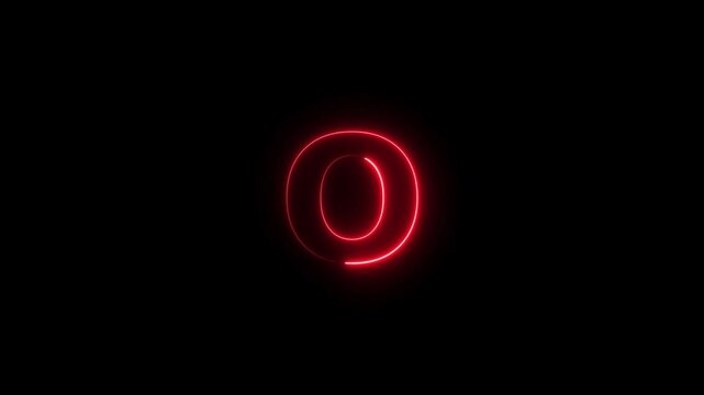 Abstract red color flickering neon letter O icon animation.