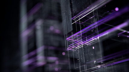 Futuristic IT and technology infrastructure with sleek servers, modern data center, advanced networking, cyber security, and digital innovation in a high-tech facility viewed from above.