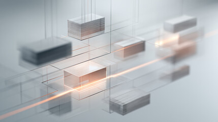 Futuristic IT and technology infrastructure with sleek servers and glowing circuits in a modern data center viewed from above