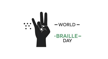 Obraz premium World Braille Day awareness symbol with hand and braille dots