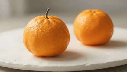 Fresh Mandarin Orange with Subtle Golden Hue on Marble Surface for Culinary Use