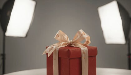 Elegant Red Gift Box with Satin Ribbon for Lunar New Year Celebration