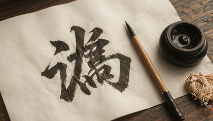 Elegant Chinese Calligraphy Demonstrating Brush Technique with Gold Ink Accents