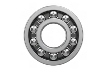 Close-up of a silver ball bearing isolated on a transparent background