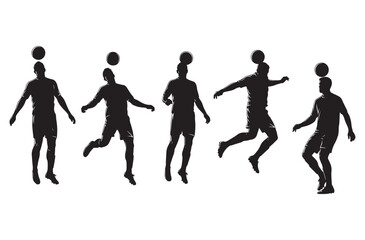 Obraz premium Football Player Silhouette Vector Icon Set – Dynamic Kicking Poses, Athletic Balance on White Background