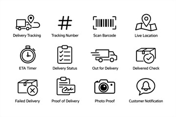 Delivery tracking system icons for efficient package management