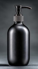 Fototapeta premium Black matte bottle with pump dispenser for lotion, liquid soap, or sanitizer