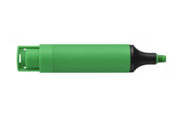 Green highlighter marker pen with black tip green marker isolated on a transparent background