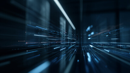 Abstract streaks of light representing IT and technology advancement in a futuristic digital world with data flow