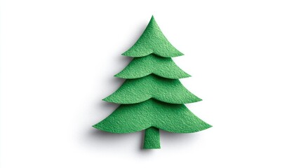 Fototapeta premium Minimal Green Paper Christmas Tree on White Background