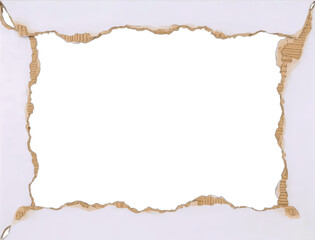  Carton white paper with a ripped out transparent center space using as frame