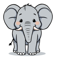 Fototapeta premium Adorable Cartoon Elephant Standing on Gray Background