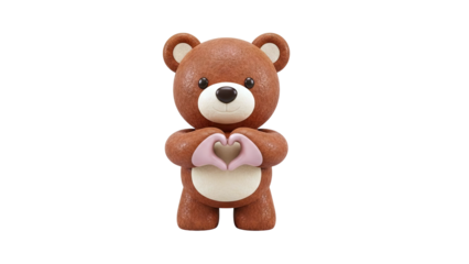 Cute Teddy Bear Making a Heart Shape with Paws