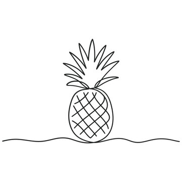 Simple line drawing of a pineapple with a wavy base