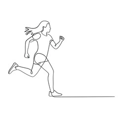 Fototapeta premium Line drawing of a woman actively running demonstrating dynamic movement and energy