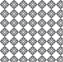 Fototapeta premium Seamless Black and White Floral Geometric Ornament Pattern