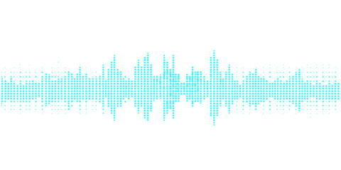 Digital technology illustration featuring a rhythmic music sound wave and equalizer frequency pulse design with audio notes on a blue vector background © Fahid
